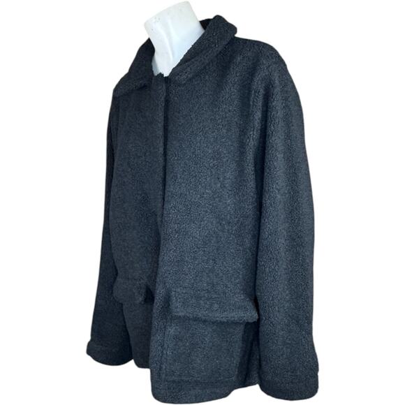 Susan Graver Weekend Polar Fleece Button Front Jacket Black X-Large NWOT - Picture 9 of 13